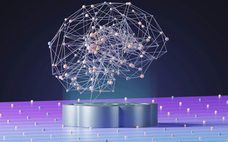 Abstrakte Darstellung eines neuronalen Netzes als Symbol für Kontext-Engineering