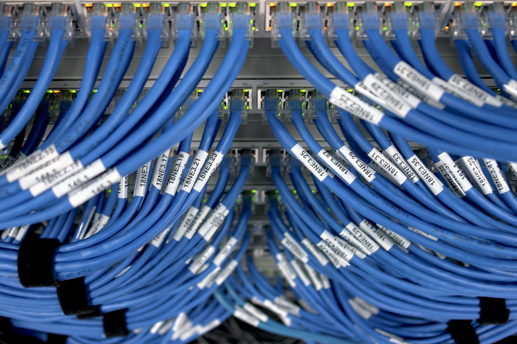 Advanced IP Scanner im Firmennetz: Netzwerk-Switch mit Patchkabeln