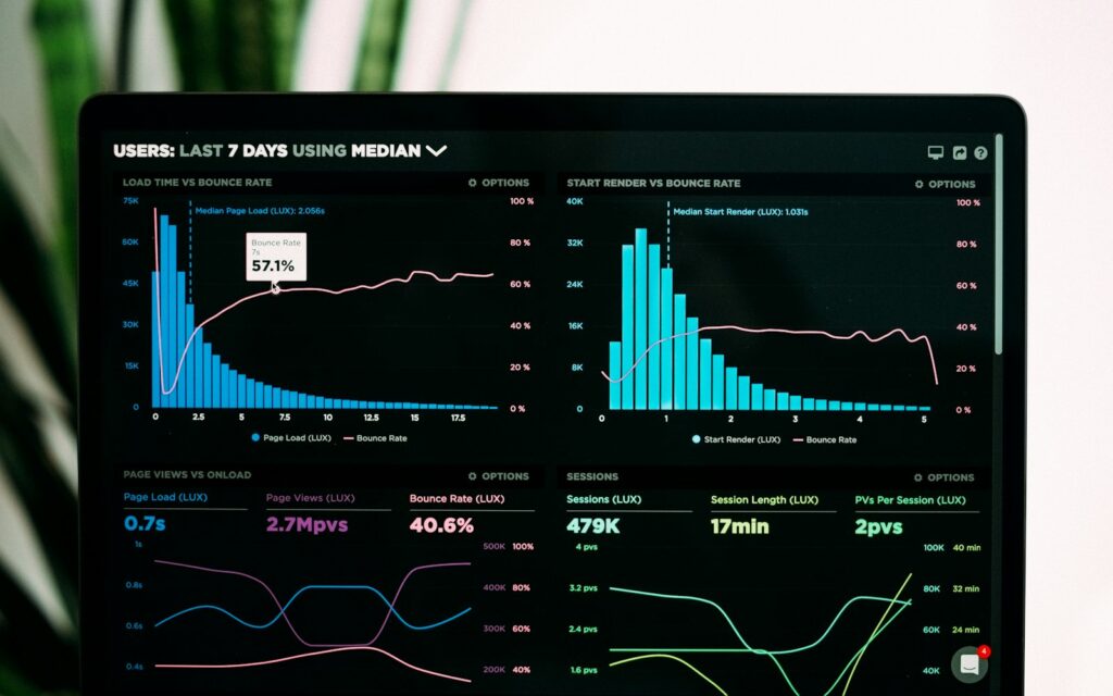 Laptop mit Datenanalyse-Dashboard als Symbol für Datenökonomie im Unternehmen