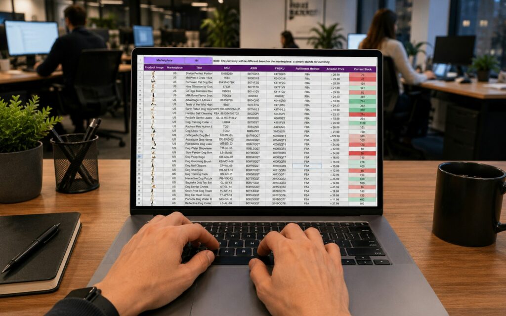 Hände tippen auf einem Laptop mit Tabelle, Symbolbild zu Gehaltsbänder